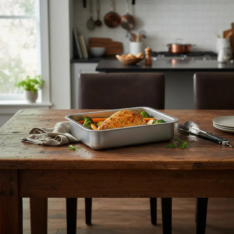 6 Bandeja Acero Inoxidable Horno Multiuso Reposteria 31x21cm