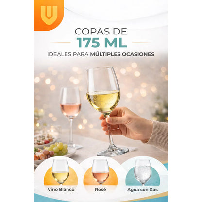 X2 Copas Vino Cristal Fino 175ml Borde Delgado Desarrollo Ba Transparente
