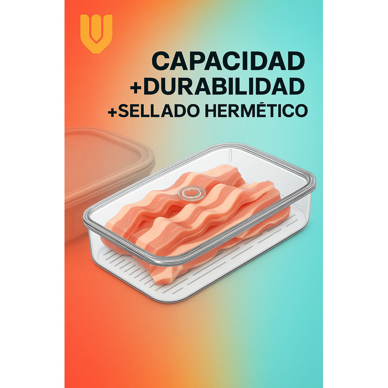 2 Organizadores Acrílicos Refrigerador Herméticos Alimentos Transparente