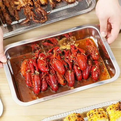 X4 Bandeja Para Horno Bandeja De Acero Inoxidable Multiuso  Gris Claro