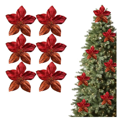 6 Flores Navideñas Adornos Arbol Navidad Flores Decoración