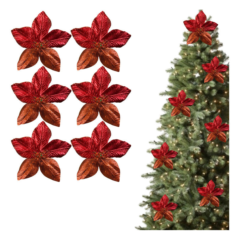 6 Flores Navideñas Adornos Arbol Navidad Flores Decoración