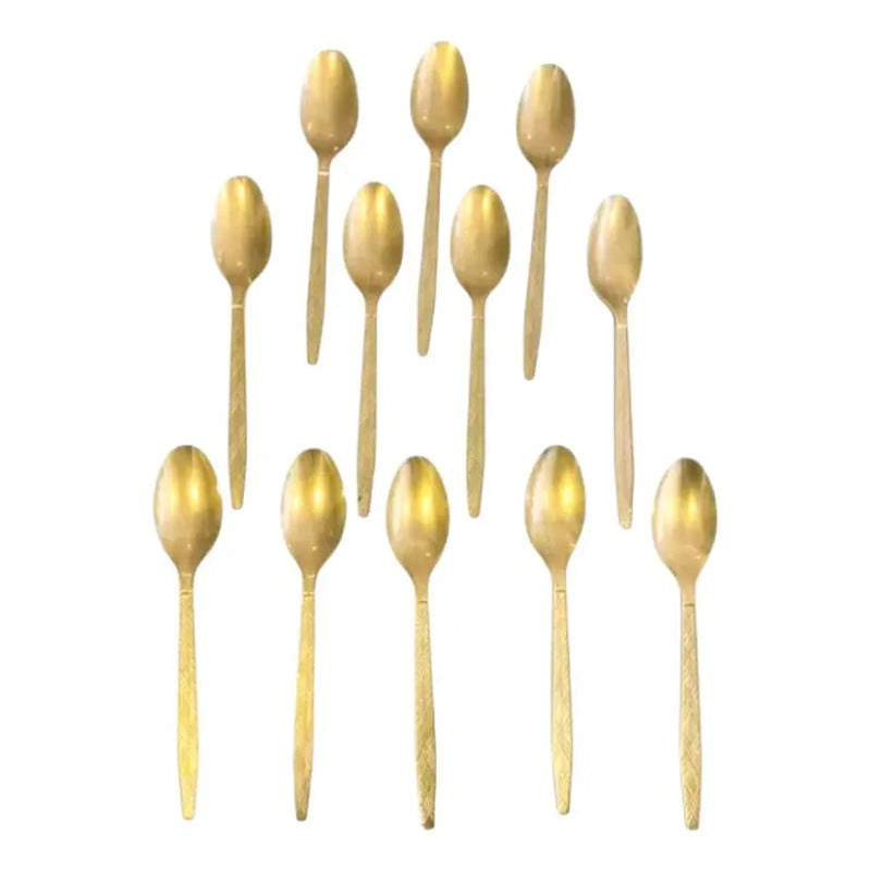 12 Cucharas Plasticas  Cucharas Postre Cucharas Desechables Dorado
