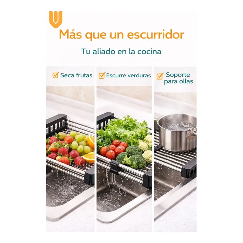 Secaplatos Escurridor Acero Resistente Antioxidable Premium Negro Acero Inoxidable Antioxidante Acabado Premium Resistente Humedad Cocina Fregadero Diseño Moderno Alta Durabilidad