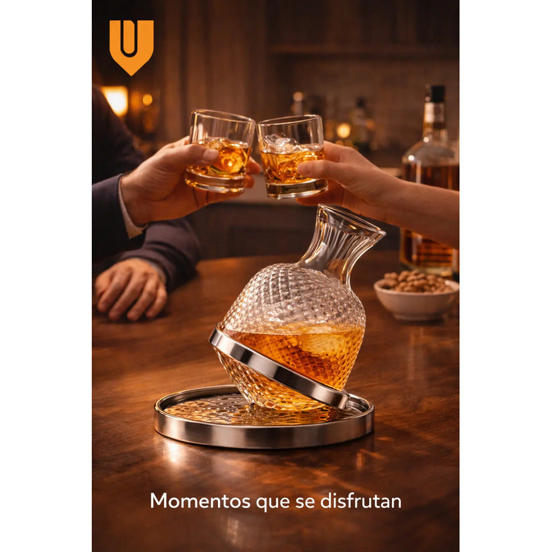 Decantador Vidrio Aireador Vinos Oxigenador Giratorio 1500ml Decantador Aireador Vino Giratorio 1500ml Vidrio Base Estable Cata Oxigenacion Tintos Elegante Mesa