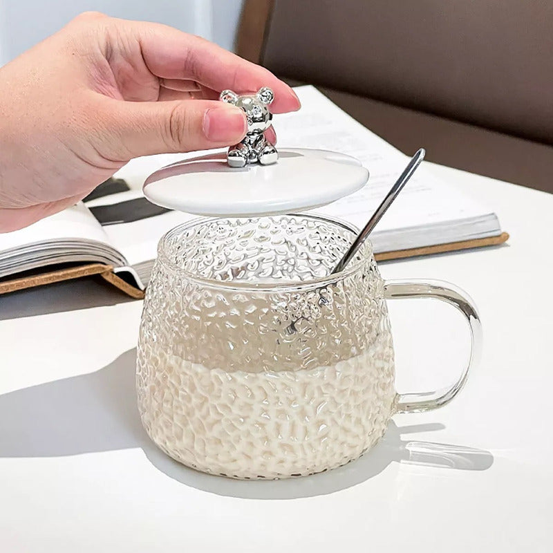 6 Taza Vasos Para Cafe Taza De Cafe Taza De Vidrio Cuchara Transparente Oso