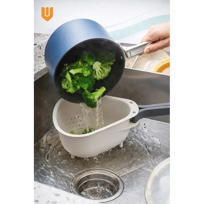 Colador Frutas Verduras Cocina Plegable Compacto Hogar Blanco Cocina Moderno Minimalista Elegante Diseño Compacto Visual Limpio Armonico Resistente Duradero Uso Diario Hogar Premium
