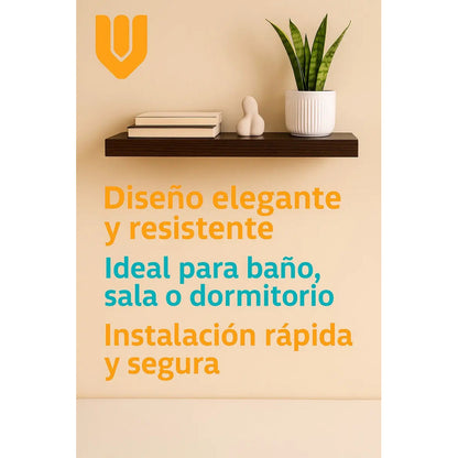 4 Repisa Flotante Dormitorio Baño Estantes Pared Mdf 40x15cm Marrón