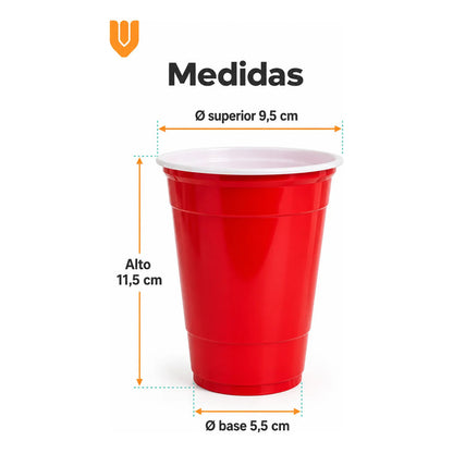 50 Vasos Desechables Plasticos Bebidas Fiesta 400ml Rojo Vasos Plásticos Desechables Rojos Unidades Fiesta Cumpleaños Eventos Asados Apilables Bebidas Bicolor Reuniones 400ml