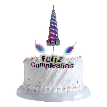 Set 4 Velas De Cumpleaños Adornos Para Tortas Unicornio