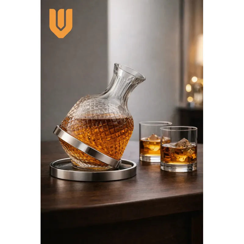 Decantador Vidrio Aireador Vinos Oxigenador Giratorio 1500ml Decantador Aireador Vino Giratorio 1500ml Vidrio Base Estable Cata Oxigenacion Tintos Elegante Mesa