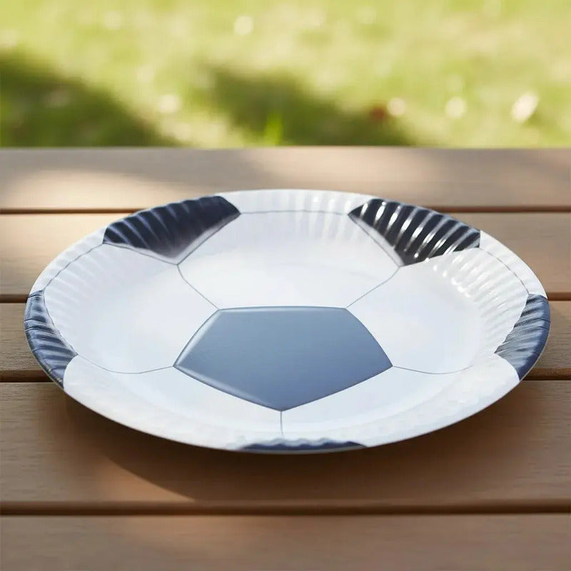 X10 Platos Cumpleaños Futbol Platos Desechable Decoracion  Blanco Y Negro 10 Platos