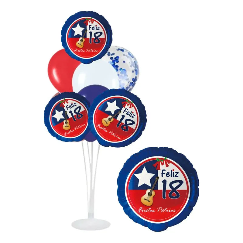 Globos Decorativos Fiestas Patrias Bandera Chile Decoracion Azul
