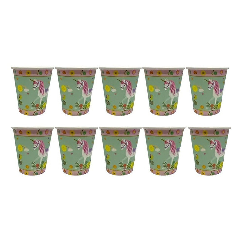 Set Platos Vasos Servilletas Decoración Cumpleaños Unicornio Unicornio