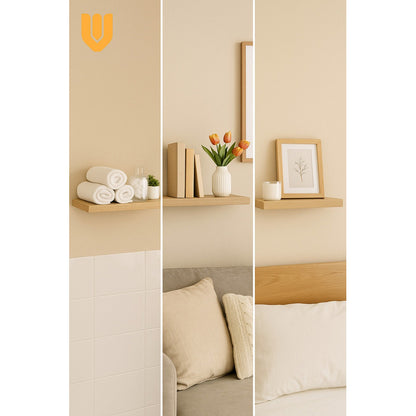 4 Repisa Flotante Dormitorio Baño Estantes Pared Mdf 40x15cm Beige