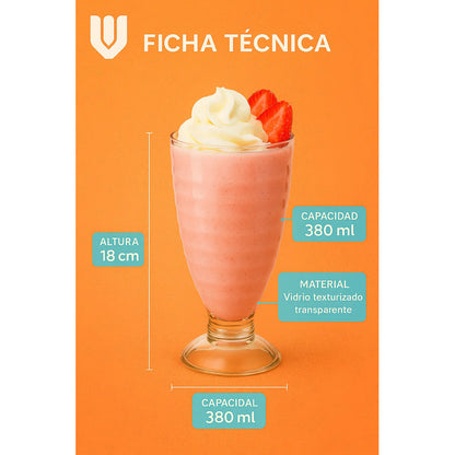 Set 6 Copas Vidrio 380 Ml Postres Helado Batidos Jugos Copa Copa Helado