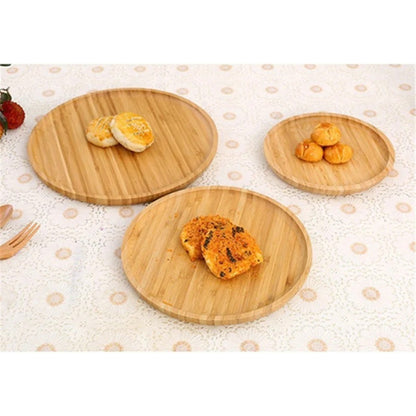 Plato Bambu Redondo Platos Madera Bandeja Bambu Picoteo 30cm