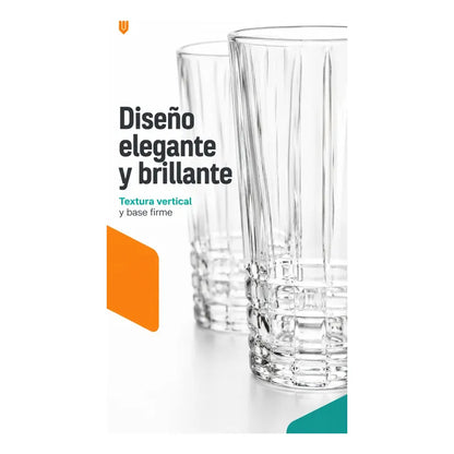 Set Vasos Vidrio Jugo Bebida Transparente Cristal 300 Ml Transparente Cristalino Vidrio Incoloro Brillante Elegante Neutro Cocina Comedor Jugos Bebidas Cocteles Pack 6 Vasos 300 Ml