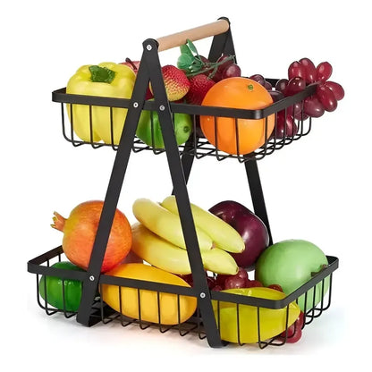 Frutero De Mesa Cesta Para Frutas Canasto Organizador Fruta Negro