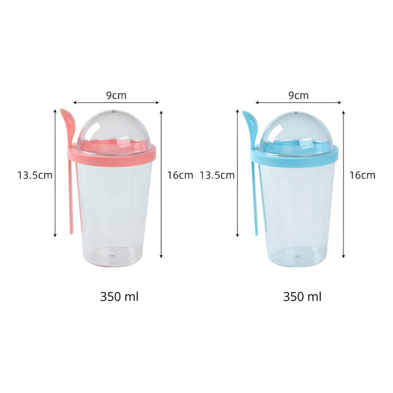 Vaso Snack Acrilico Vaso Con Cuchara Yogurt Cereal 350ml