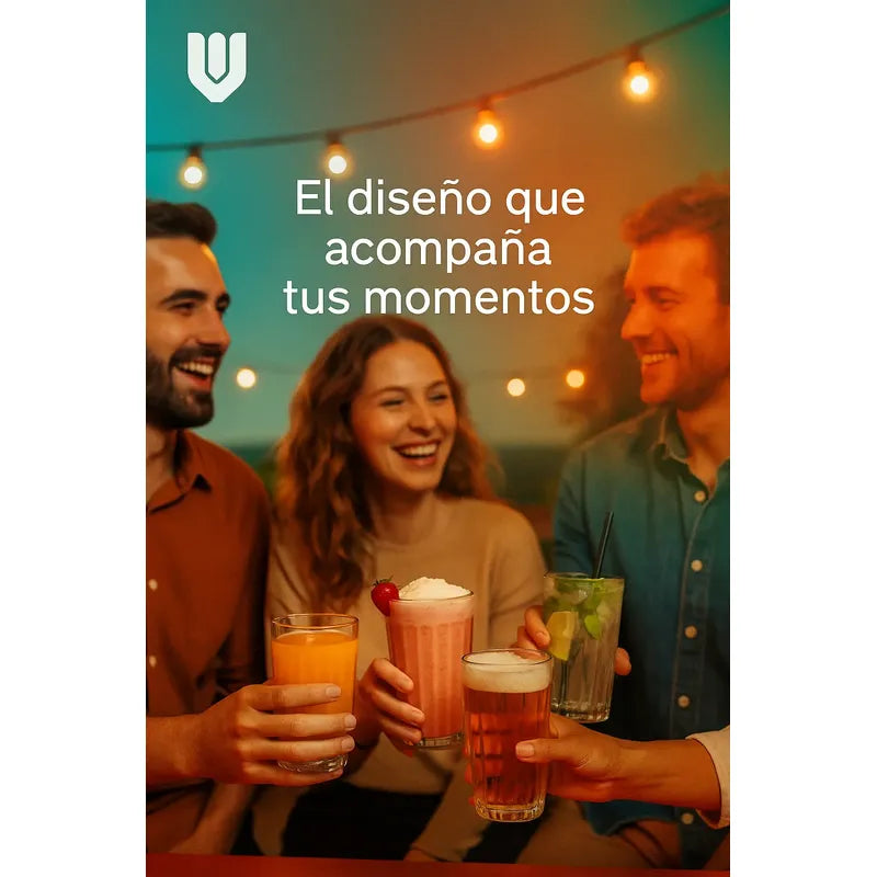 Vitrineon Vasos Vidrio 330 Ml Set 6 Jugos Cervezas Bebidas Transparente