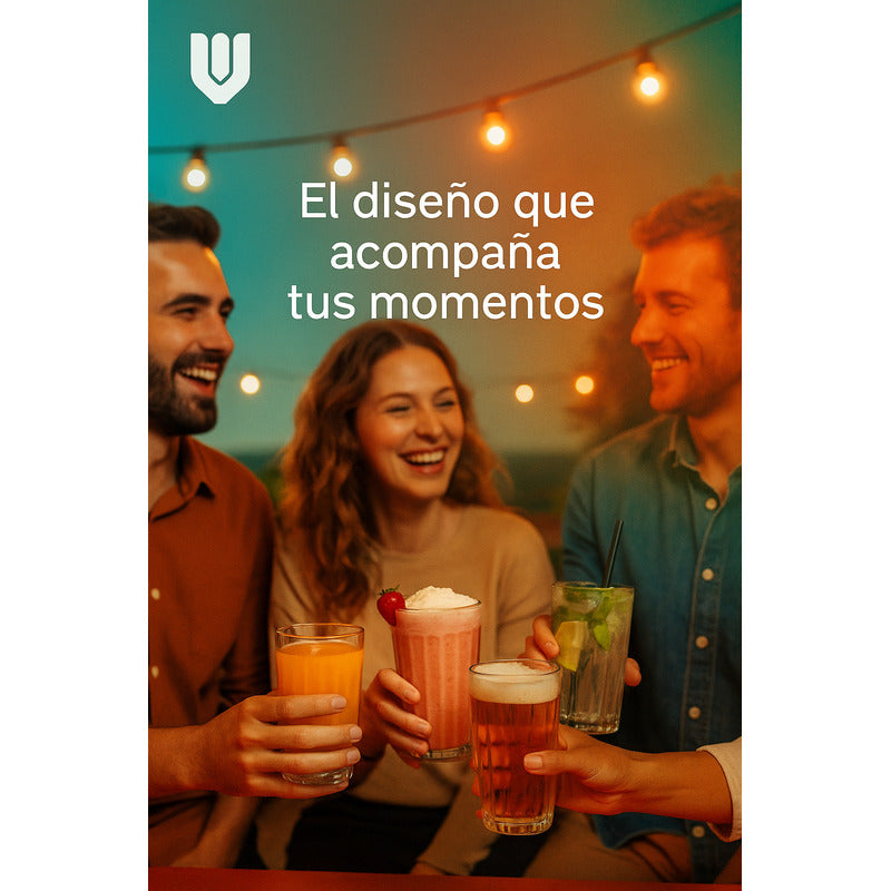 Vasos Vidrio Grueso 330 Ml Alta Durabilidad Set 6 Premium Transparente