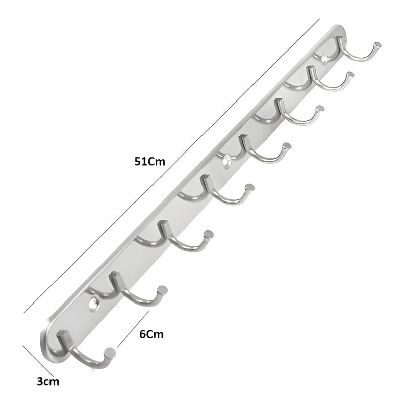 8 Colgador Perchero Aluminio De Pared Colgador Ropa Multiuso