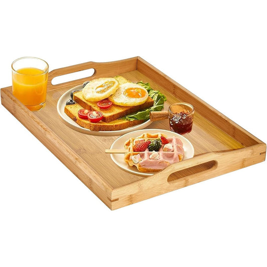 X2 Bandejas Desayuno Bandeja De Bambu Madera Bambu 35x24cm