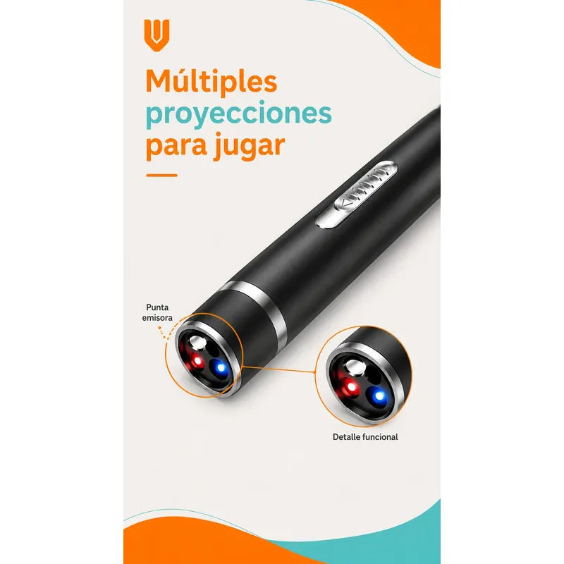 Laser Juguete Gato Interactivo Accesorios Puntero Mascotas Negro Pequeño