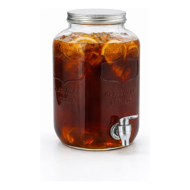 Dispensador Vidrio 8l Jugo Agua Bebidas Canilla Dispensador Bebidas Vidrio 8l Frasco Jugo Agua Fiestas Hogar Canilla Servicio Mesa Transparente