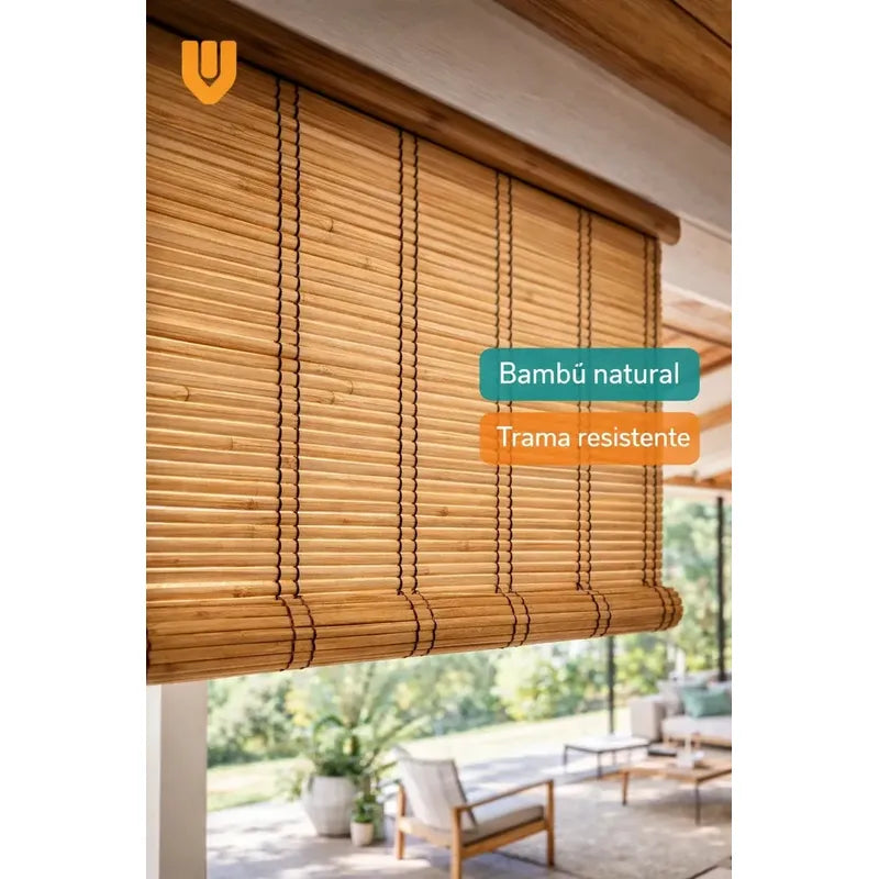 2 Persiana Bambu Enrollable Roller Ventana Living 120x180cm Marrón Bambu Natural Decorativo Roller Enrollable Madera Rayas Control Luz Estilo Nordico Ventanas Hogar Oficina