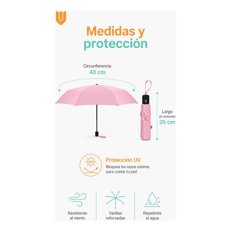 Paragua Parasol Lluvia Retractil Plegable 8 Varill Sombrilla