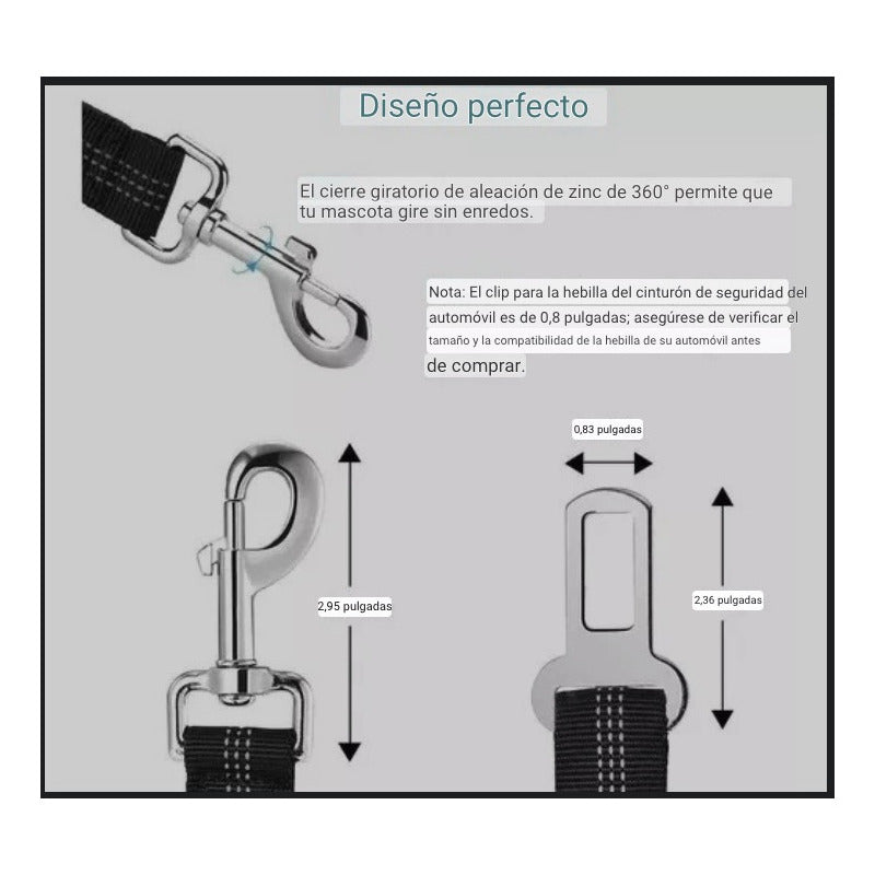Cinturón De Seguridad Para Perro Gato Correa Elástica Auto