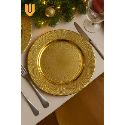 6 Platos Base Dorados 33 Cm Plástico Navidad Vitrineon Cl