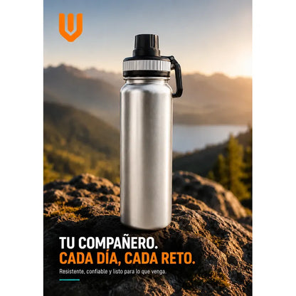 Termo Botella Acero Inoxidable Agua Termica Bebidas Camping Gris