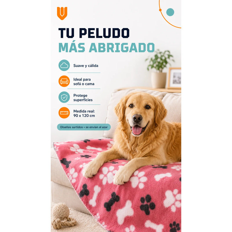 Frazada Manta Polar Mascotas Perros 90x120 Cm Lavable Hogar Multicolor Macho Polar Animalitos Huellas Mascota Perros Manta Frazada Suave Lavable Sofa Cama Auto Viaje