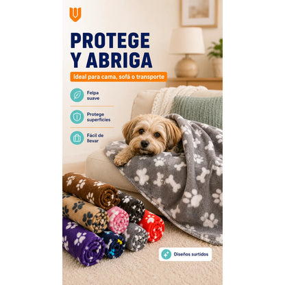 Frazada Manta Abrigo Suave Perro Gato Lavable Invierno 60*90 Multicolor Surtido Aleatorio Paños Mascotas Diseño Huellas 60*90