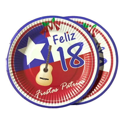 X20 Platos Fiestas Patrias Desechables Decoración Fiestas