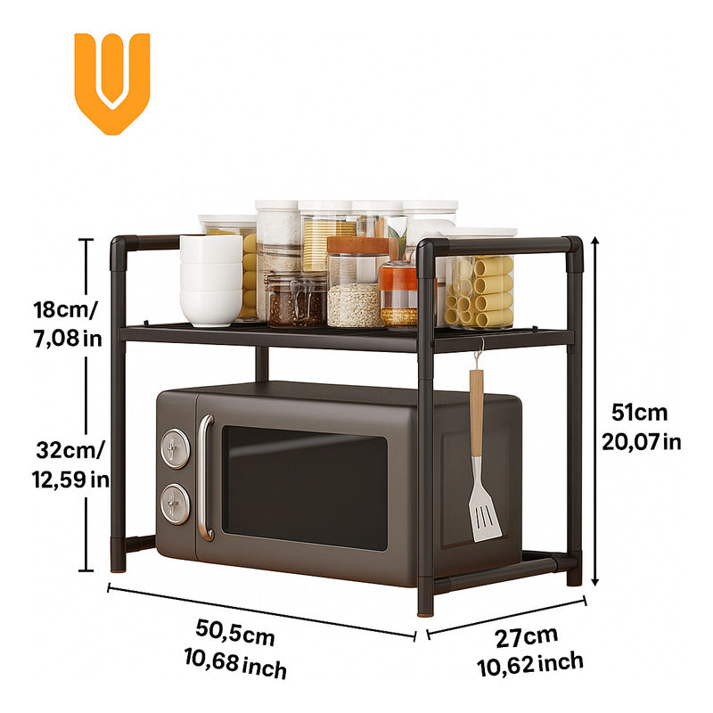 Estante Organizador Para Microonda Soporte Repisa Con Gancho