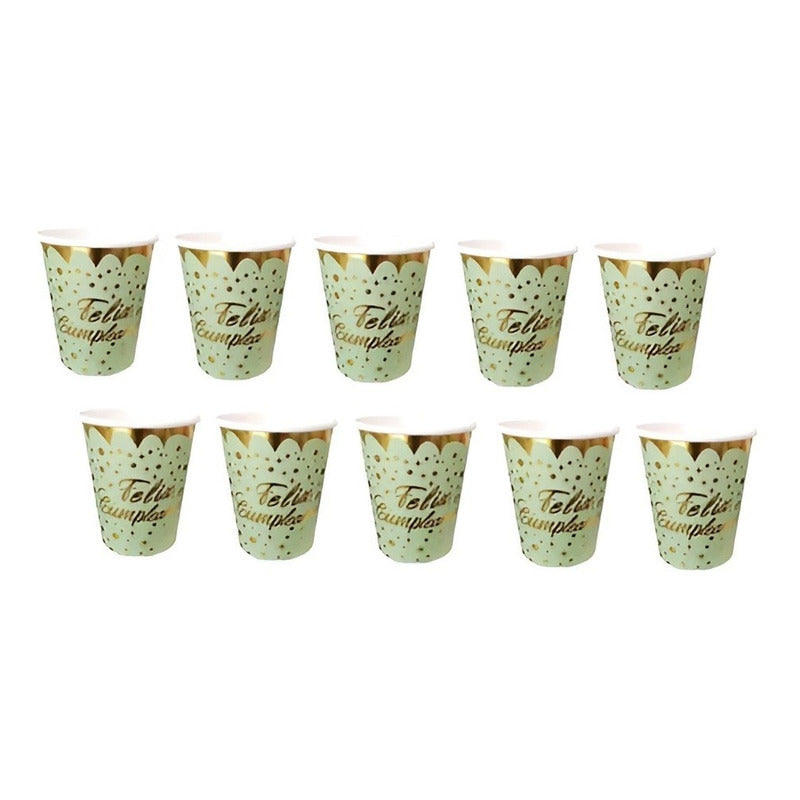 10 Vasos Desechables Cumpleaños Decoracion Feliz Cumpleaños