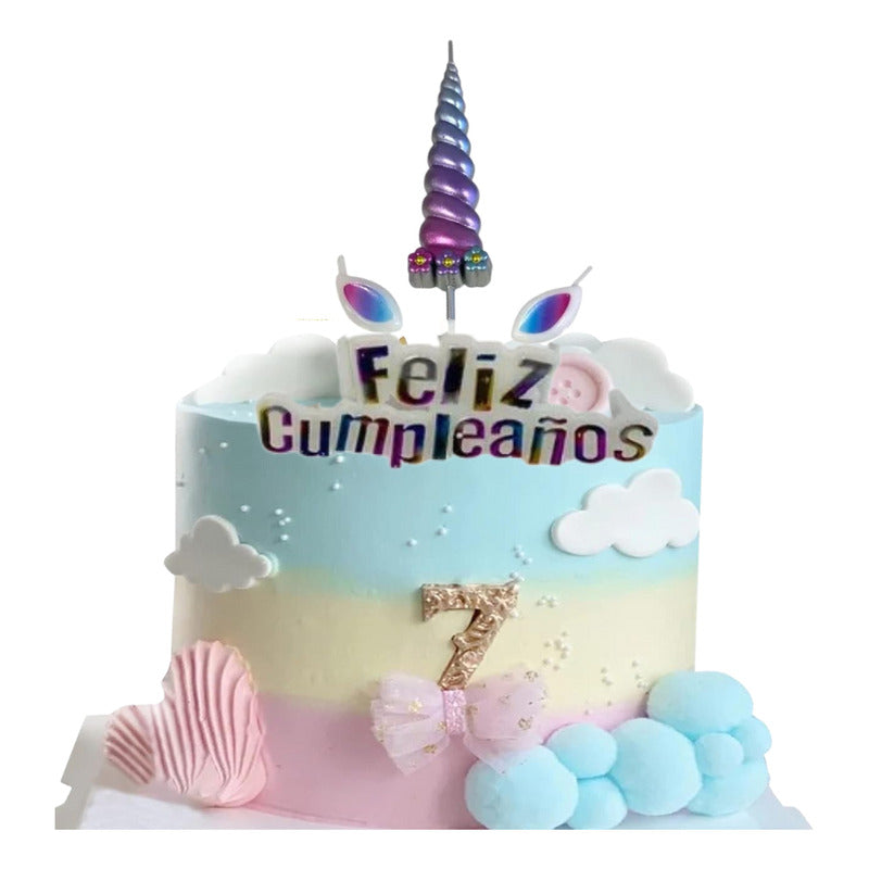 Set 4 Velas De Cumpleaños Adornos Para Tortas Unicornio