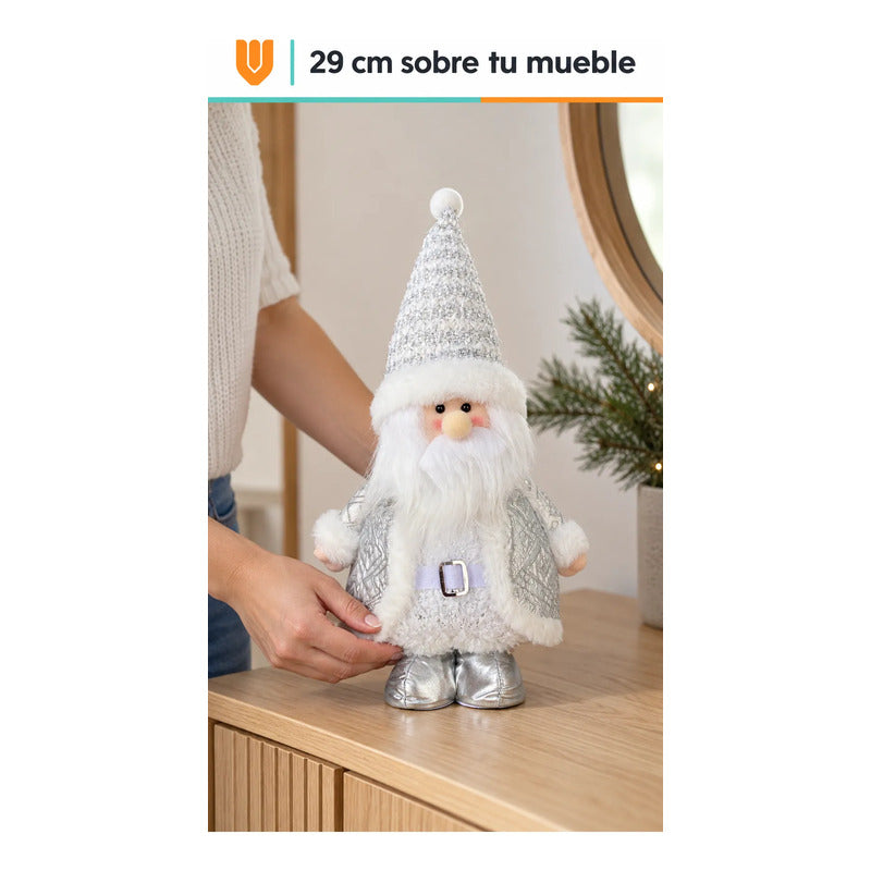 Muñeco Pascuero Navideño 60cm Retraible Decorativo Figura Blanco Muñeco Adorno Navideño Muñeco Papá Noel Viejito Pascuero Santa Claus Gorro Barba Blanca Figura Verdes Cascabel 60cm Retraible
