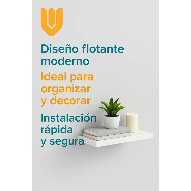 Vitrineon Repisas Flotantes Soporte 10kg Diseño Mdf 50x15 Cm Blanco