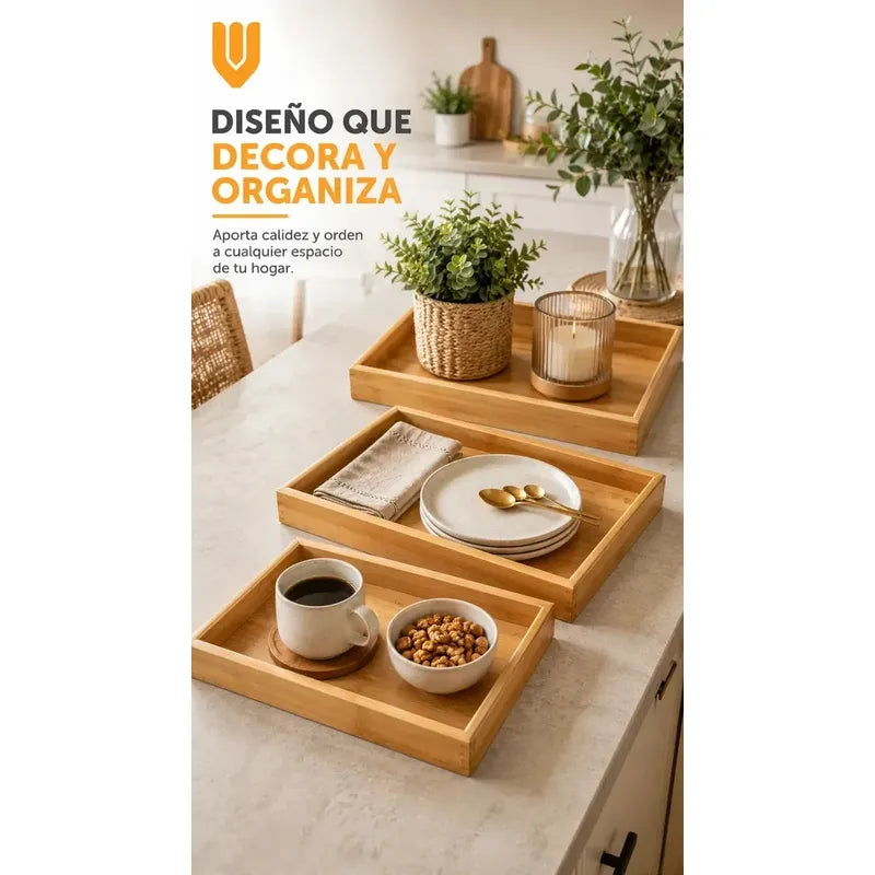 3 Bandeja Desayuno Bambu Ecologico Sostenible Hogar Bambu Marron Bambu Natural Madera Clara Elegante Nordico Artesanal Gourmet Calido Minimalista Cocina Premium