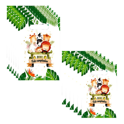 X10 Bolsa Para Piñata Safari Decoración Cumpleaños Safari Multicolor Safari Grande