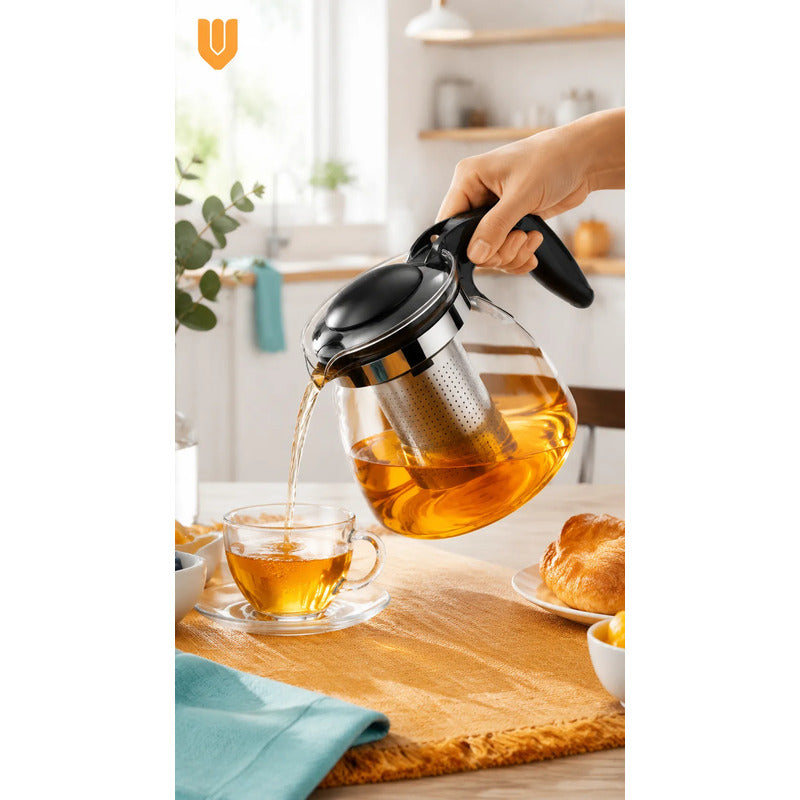 Tetera Vidrio Infusor Te Tetera Infusora Con Filtro 900ml Transparente