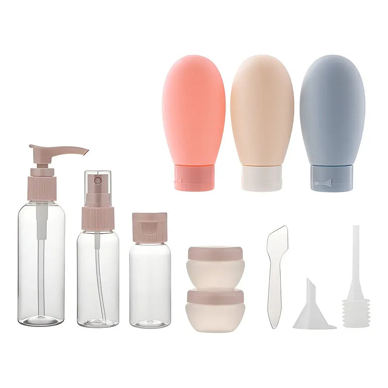 Set 11 Botella Viaje Portátil Contenedores Accesorio Shampoo Multicolor
