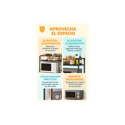Estante Organizador Para Microonda Soporte Repisa Con Gancho