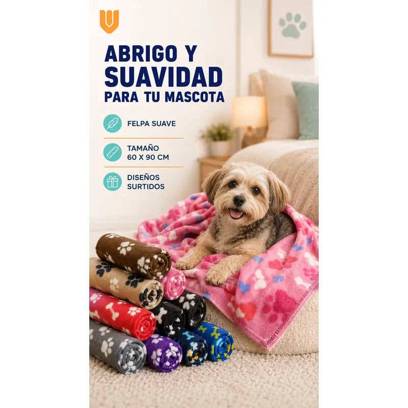 Frazada Manta Abrigo Suave Perro Gato Lavable Invierno 60*90 Multicolor Hembra Surtido Aleatorio Paños Mascotas Diseño Huellas 60x90