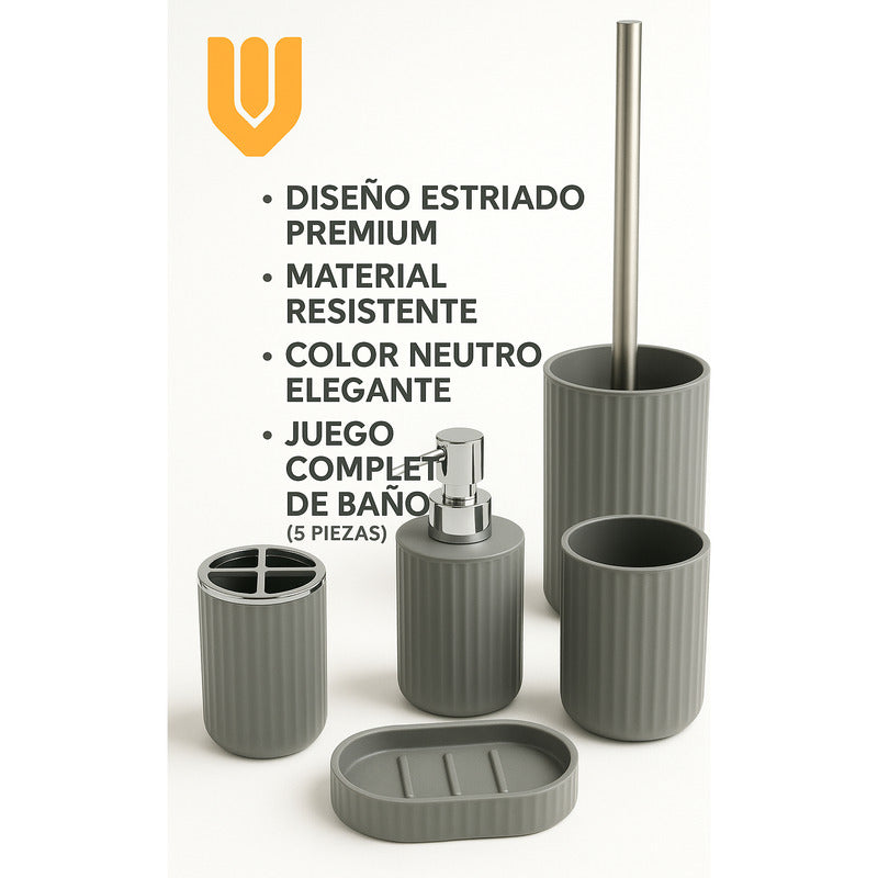 Set De Baño 5 Piezas Accesorios Decorativo Baños Juegos Baño